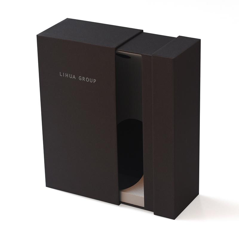 Customized Custom Luxury Black Pull Out Cardboard Corugated Paper Packaging Bottle Wine Box